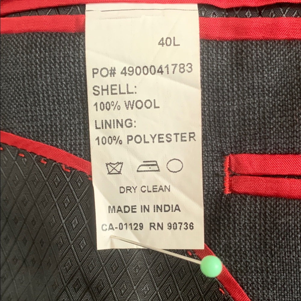 Alfani Red Label Slim Fit Charcoal Grey Light Plaid Blazer 100 % Wool 40L. - Picture 8 of 14